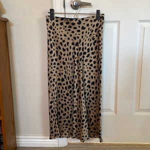 Realization leopard silk midi skirt